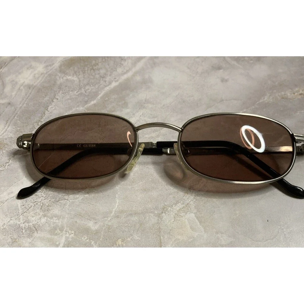 Vintage Guess GU607 50-19 138 Bronze Oval Metal Sunglasses FRAMES ONLY